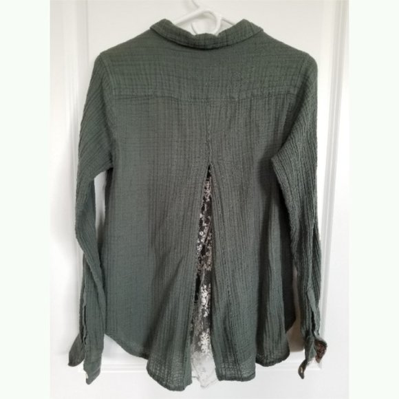 Isabella Sinclair Anthro Altay Green Button Down - Picture 3 of 3